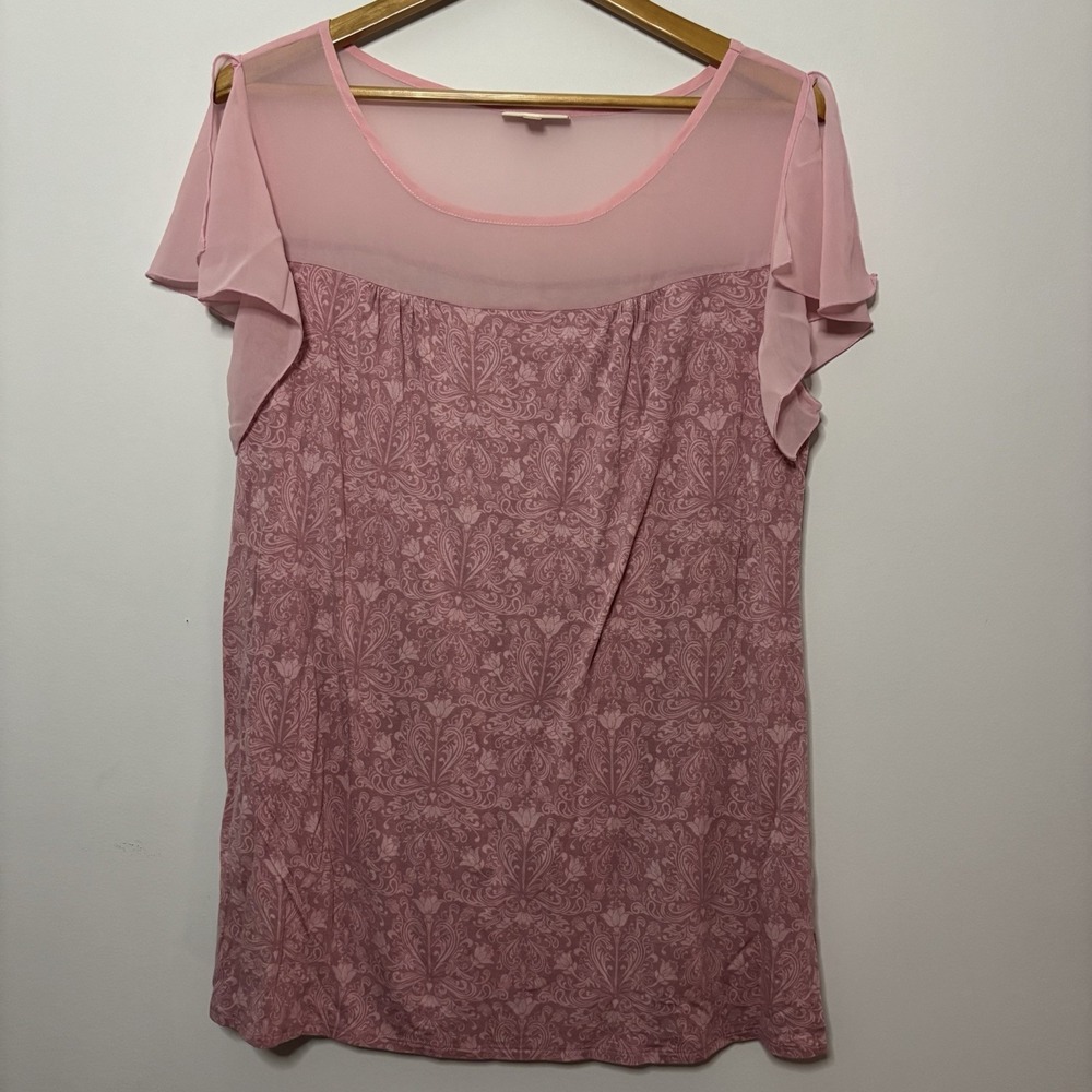 Downton Abbey by Pajamagram Pajama Top Lounge Women's Large Blush Pink Comfort‎